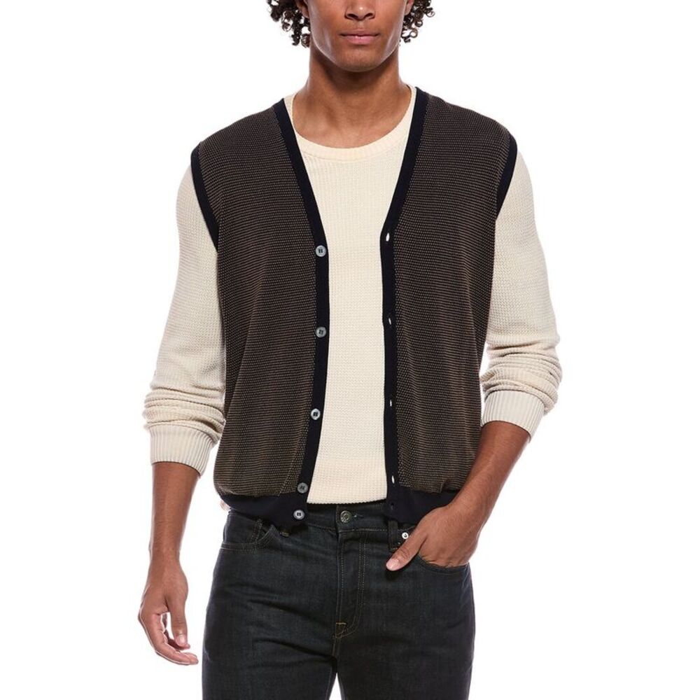 Slowear Mens Incotex Cardigan Vest, Green
